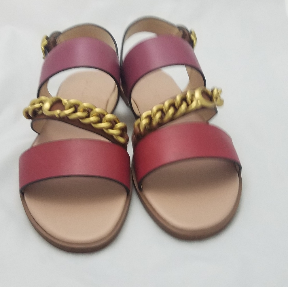 Coach NWOB logo chain sandals color block 9 39 - Picture 2 of 4